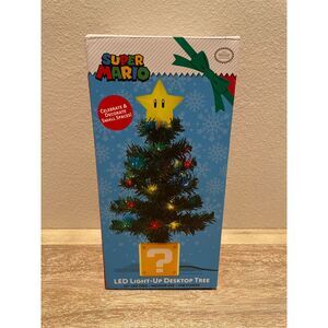 Super Mario ~ LED Light-Up Desktop Tree~Christmas Collectible~10" ~Nintendo~NIB